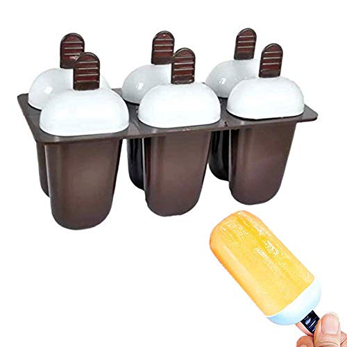 ATEVON Plastic Ice Candy Maker Kulfi Maker Moulds Set with 6 Cups (Multicolour) - Image 2
