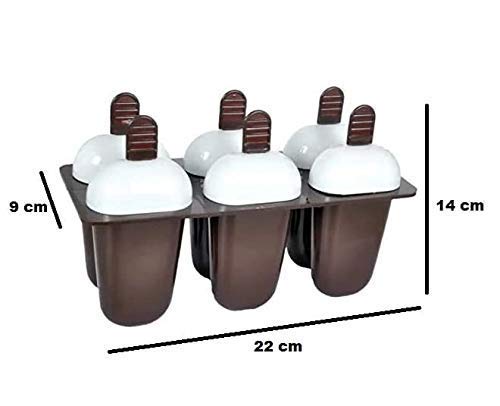 ATEVON Plastic Ice Candy Maker Kulfi Maker Moulds Set with 6 Cups (Multicolour) - Image 5
