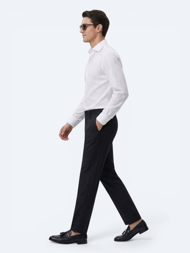 Kip White Regular Fit Long Weaving Classical 100% Cotton Shirt - Image 3