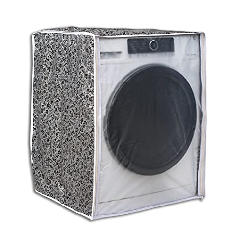 Vintage Pro Front Load Washing Machine Cover Suitable for LG 7 Kg, 7.5 Kg, 8 Kg, 8.5 Kg, 9 Kg (60cmsX63cmsX81cms, Black & Grey) - Image 1