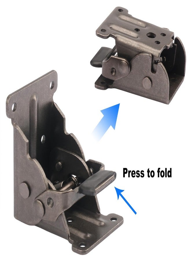 GENHAKON 8 Pack Folding Leg Brackets, Self-Locking Hinge, Heavy-Duty Steel, Floor Mount, Ideal for DIY Tables, Beds, Workbenches - Image 3