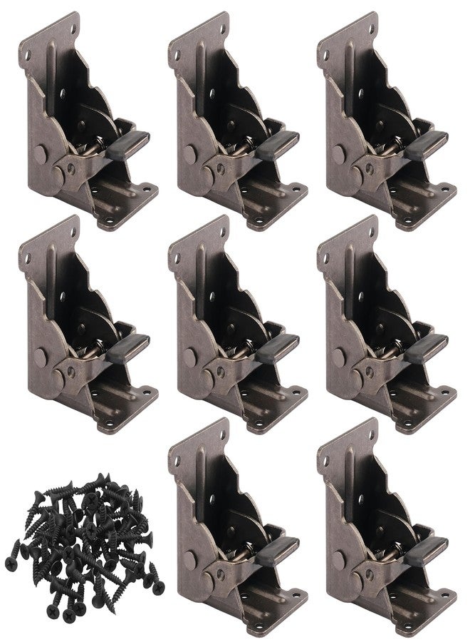 GENHAKON 8 Pack Folding Leg Brackets, Self-Locking Hinge, Heavy-Duty Steel, Floor Mount, Ideal for DIY Tables, Beds, Workbenches - Image 1