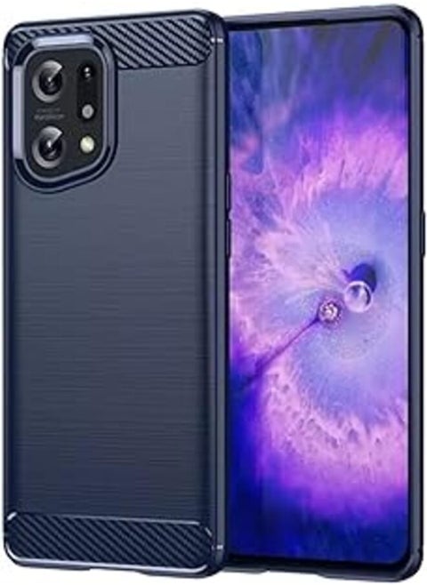 Carbon Fiber TPU Anti Fingerprint Antishock Case For Find X5 Pro/Find X5 Pro case/Find X5 Pro cover/Oppo Find X5 Pro case (Blue)
