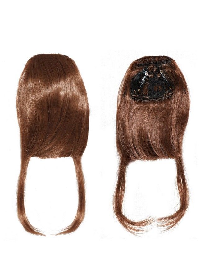 Rapidsflow Synthetic Front Hair Extensions Without Clip Hair Bang Fringe For Women And Girls With Center Cut (Light Brown) - Image 2