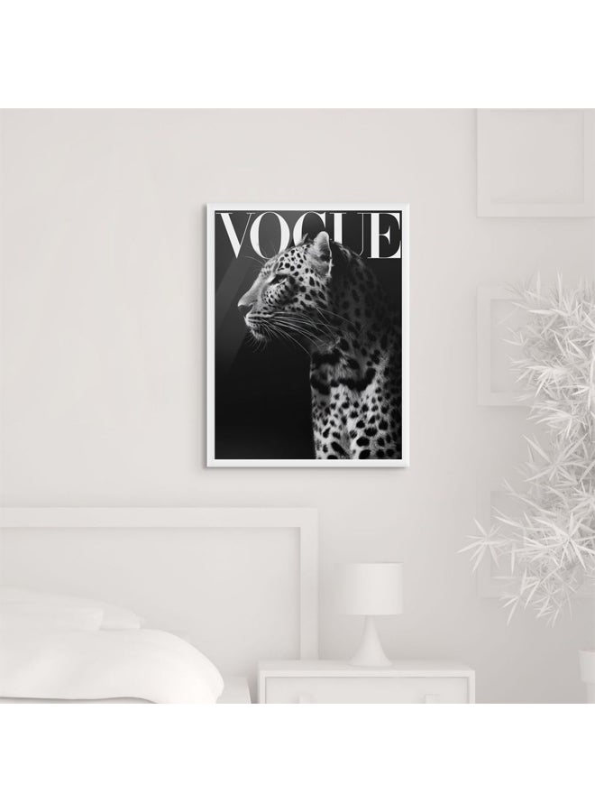آرت دیکور  ديكور فني مؤطر بطباعة صورة فنية جميلة من ليوبارد فوج أبيض وأسود حيوان فاخر مستوحى من الموضة جدار الفن لغرفة المعيشة وغرفة النوم والمكتب - Image 3