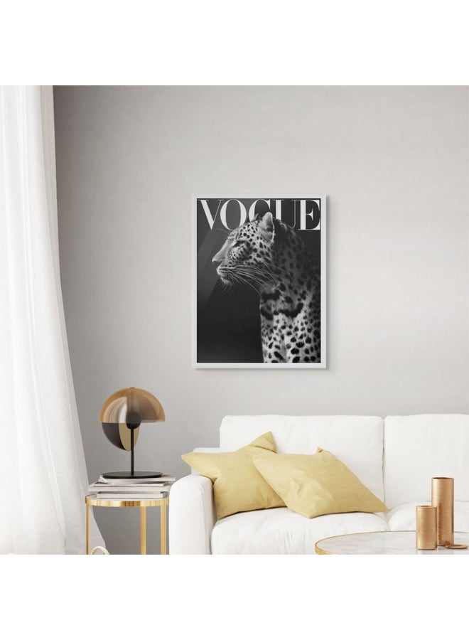 آرت دیکور  ديكور فني مؤطر بطباعة صورة فنية جميلة من ليوبارد فوج أبيض وأسود حيوان فاخر مستوحى من الموضة جدار الفن لغرفة المعيشة وغرفة النوم والمكتب - Image 2
