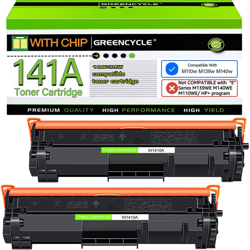 greencycle 141a Toner Cartridge Compatible Replacement for Hp 141A Black LaserJet Toner Cartridge Laser Jet MFP m140w Toner Laser Jet m110w Toner (2Pk,with chip) - Image 1