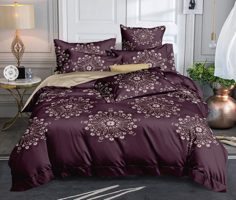 BhaiJi BedSheet Glace Cotton 350 GSM AC Comforter/Blanket/Duvet/Summer Quilt, Bed Sheet Set Double Bed with Pillow Covers (MerinoWineWheelCmfrtr) - Image 2