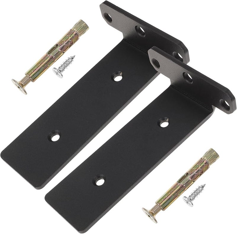 2Pcs Black Matte Floating Shelf Brackets Heavy Duty Steel Wall Mounted Supports - Image 2