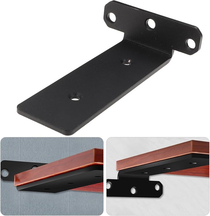 2Pcs Black Matte Floating Shelf Brackets Heavy Duty Steel Wall Mounted Supports - Image 4
