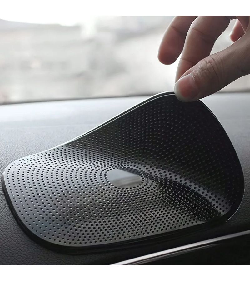 2 Pcs Mobile Phone Holder Anti Slip Dashboard Mat 5.91inch X 3.94inch Black Adhesive Sticker - Image 1