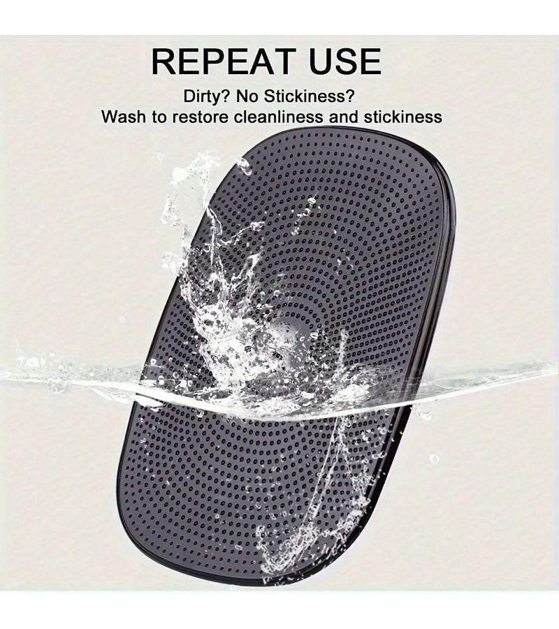 2 Pcs Mobile Phone Holder Anti Slip Dashboard Mat 5.91inch X 3.94inch Black Adhesive Sticker - Image 2