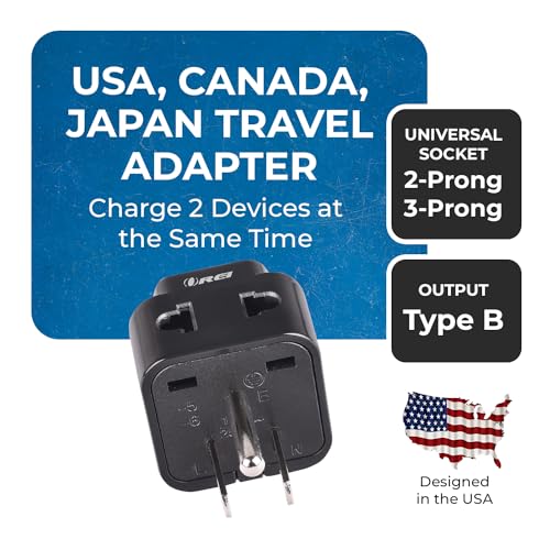 OREI USA, Canada Adapter Plug, Europe, UK, China to US American Adaptor - Grounded - Type B - Universal Socket - EU to US - 4 Pack - Image 2