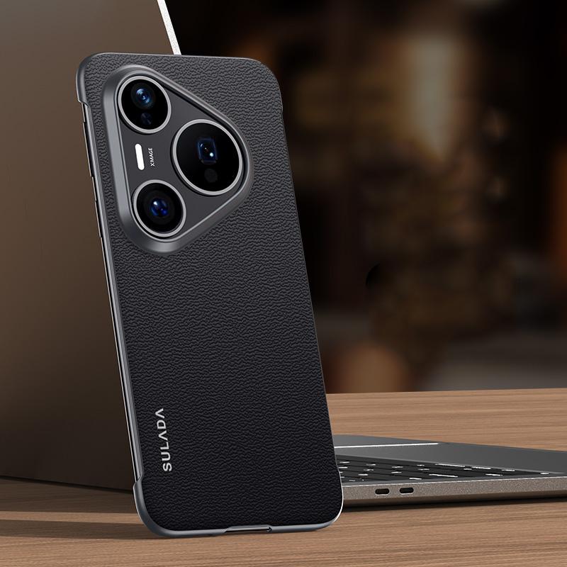 SULADA For Huawei Pura 80 Ultra 5G Frameless Top Layer Cowhide Leather Pc Phone Case(Black) - Image 1