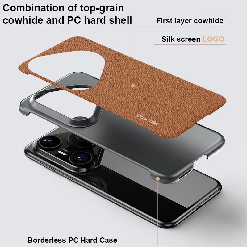 SULADA For Huawei Pura 80 Ultra 5G Frameless Top Layer Cowhide Leather Pc Phone Case(Black) - Image 5
