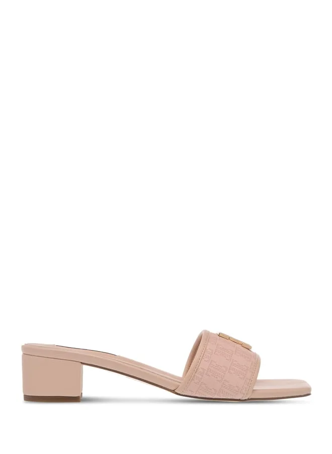 ELLE Womens Monogram Detail Slip-On Sandals With Block Heels