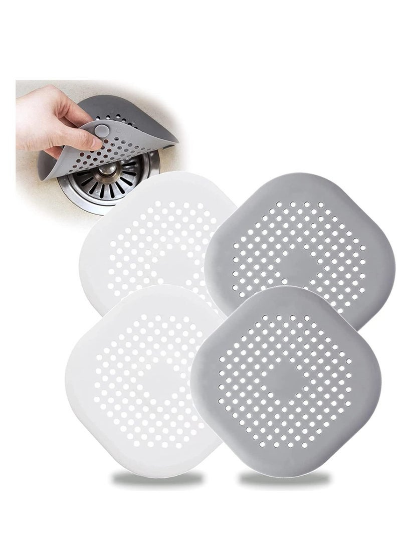 0TO1 TECH Silicone Drain Cover with Suction Cups | 4-Pack Hair Catcher for Bathroom & Kitchen | Prevents Clogs & Insects | Easy to Clean | 5.51" Square Design - Image 1