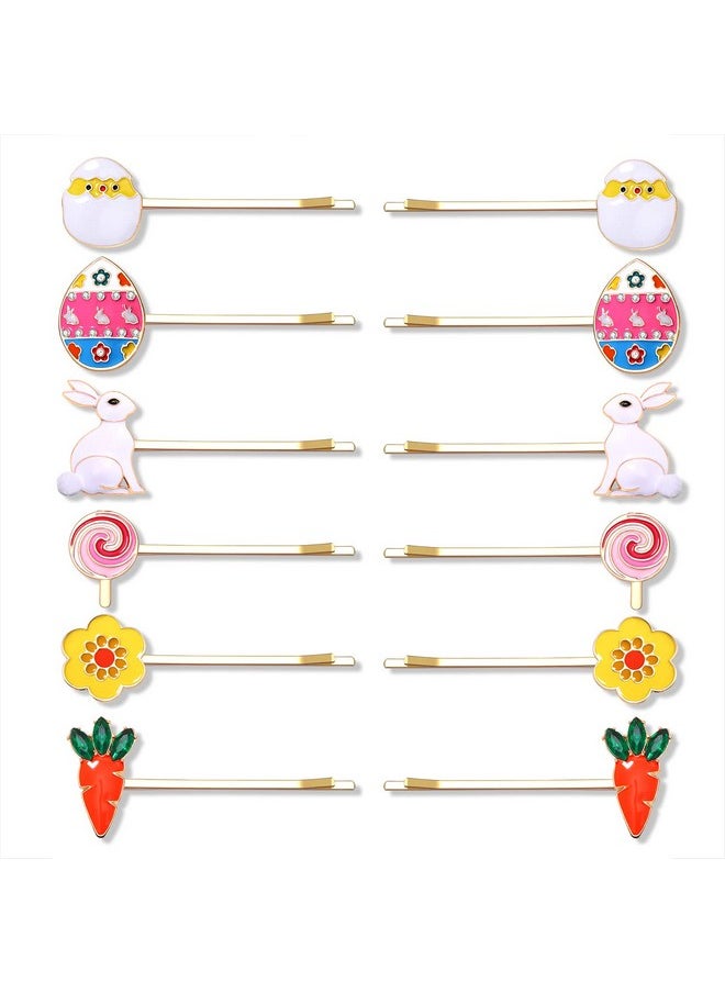Boderier 12 Pack Easter Hair Clips For Women Easter Bunny Eggs Bobby Pin Hair Clip Hairpin Accessory Easter Gifts For Girls Easter 