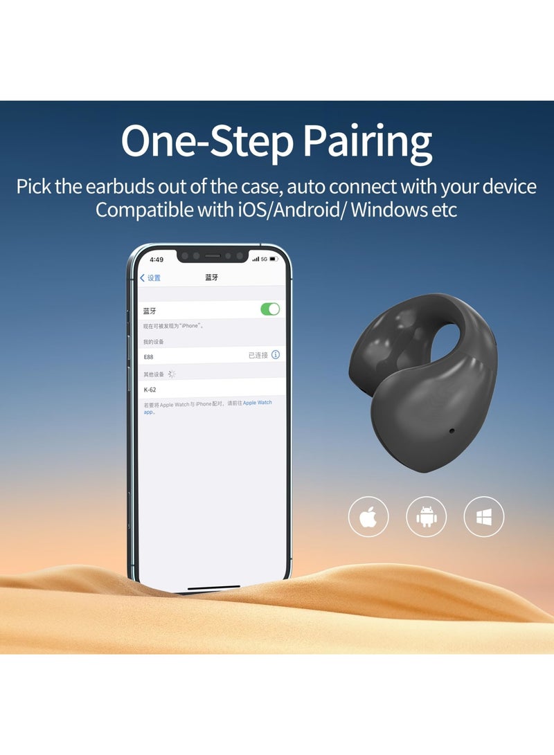 SYOSI Open Ear Headphones Bluetooth 5.3 with Charging Case - Earring Wireless Earbuds, Compatible with iPhone/Samsung, Low Latency Not Ear, IPX5 Waterproof, Clip Headphones Fit Sport, 45H Playtime, Black - Image 2