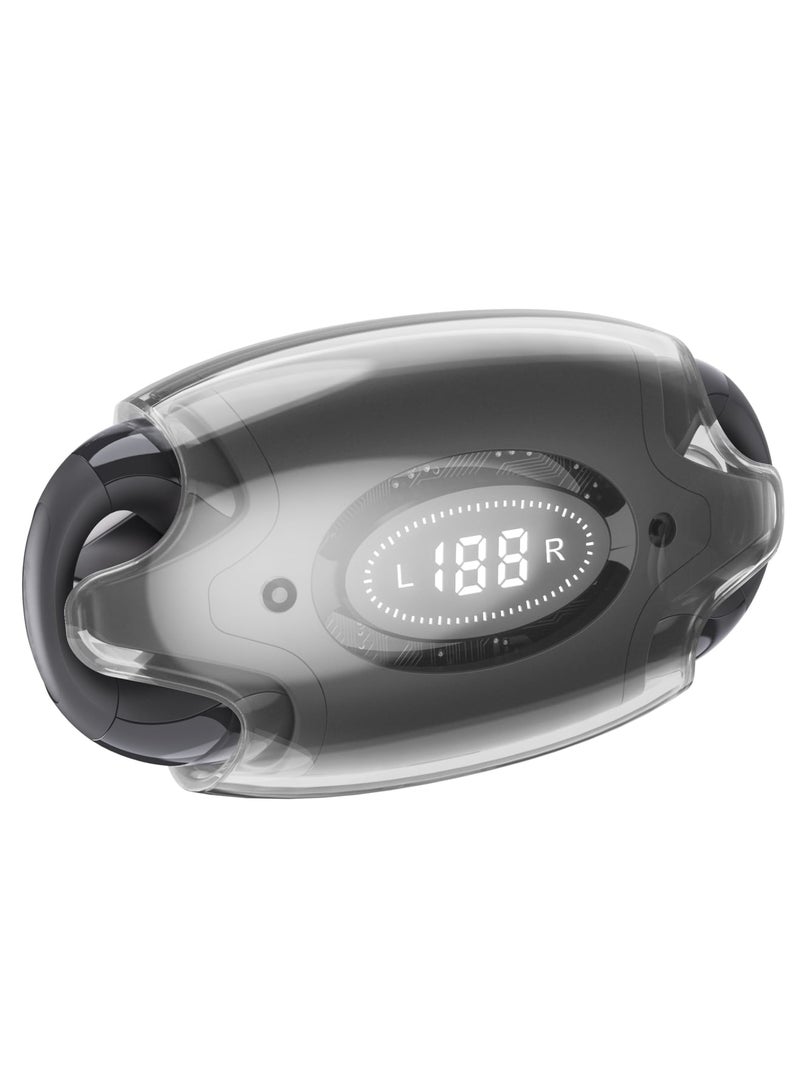 SYOSI Open Ear Headphones Bluetooth 5.3 with Charging Case - Earring Wireless Earbuds, Compatible with iPhone/Samsung, Low Latency Not Ear, IPX5 Waterproof, Clip Headphones Fit Sport, 45H Playtime, Black - Image 1