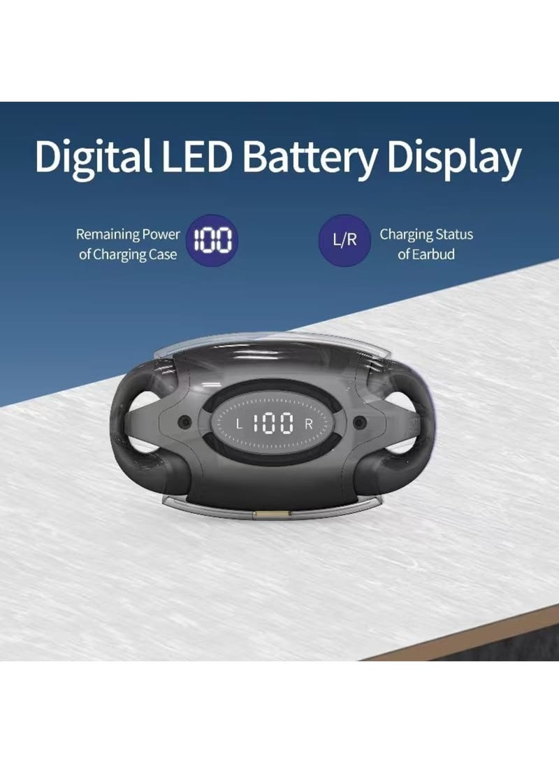 SYOSI Open Ear Headphones Bluetooth 5.3 with Charging Case - Earring Wireless Earbuds, Compatible with iPhone/Samsung, Low Latency Not Ear, IPX5 Waterproof, Clip Headphones Fit Sport, 45H Playtime, Black - Image 5