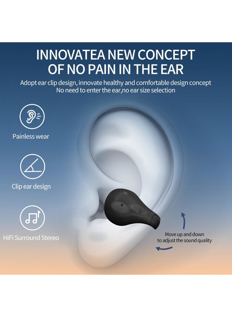 SYOSI Open Ear Headphones Bluetooth 5.3 with Charging Case - Earring Wireless Earbuds, Compatible with iPhone/Samsung, Low Latency Not Ear, IPX5 Waterproof, Clip Headphones Fit Sport, 45H Playtime, Black - Image 4