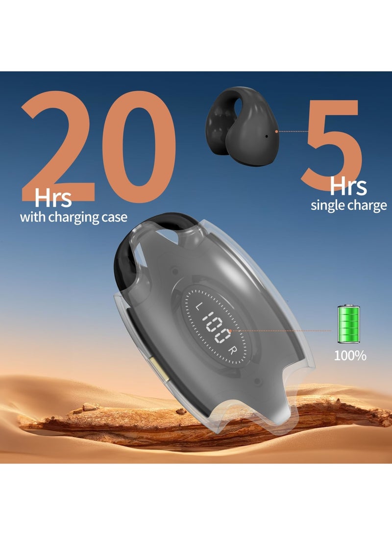 SYOSI Open Ear Headphones Bluetooth 5.3 with Charging Case - Earring Wireless Earbuds, Compatible with iPhone/Samsung, Low Latency Not Ear, IPX5 Waterproof, Clip Headphones Fit Sport, 45H Playtime, Black - Image 3