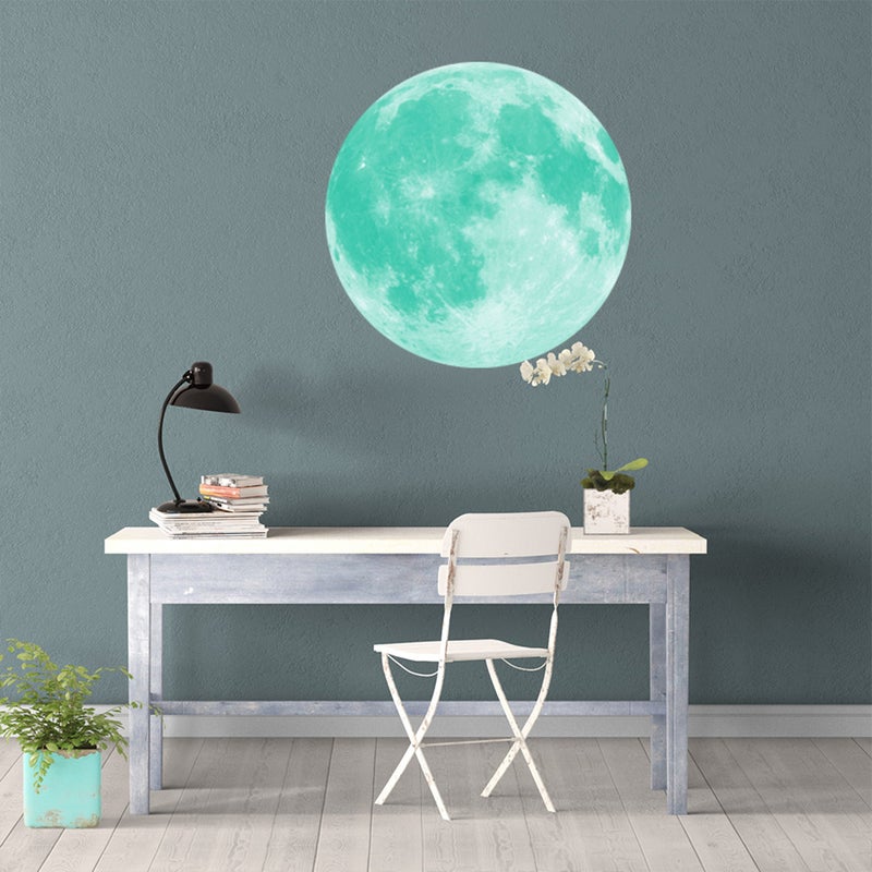 1PC 30cm Shape Wall Sticker Round Glowing Wall Decal Shining Removable Art Sticker for Bedroom Living Room Kids Room (30cm : Cyan - Light) - Image 1