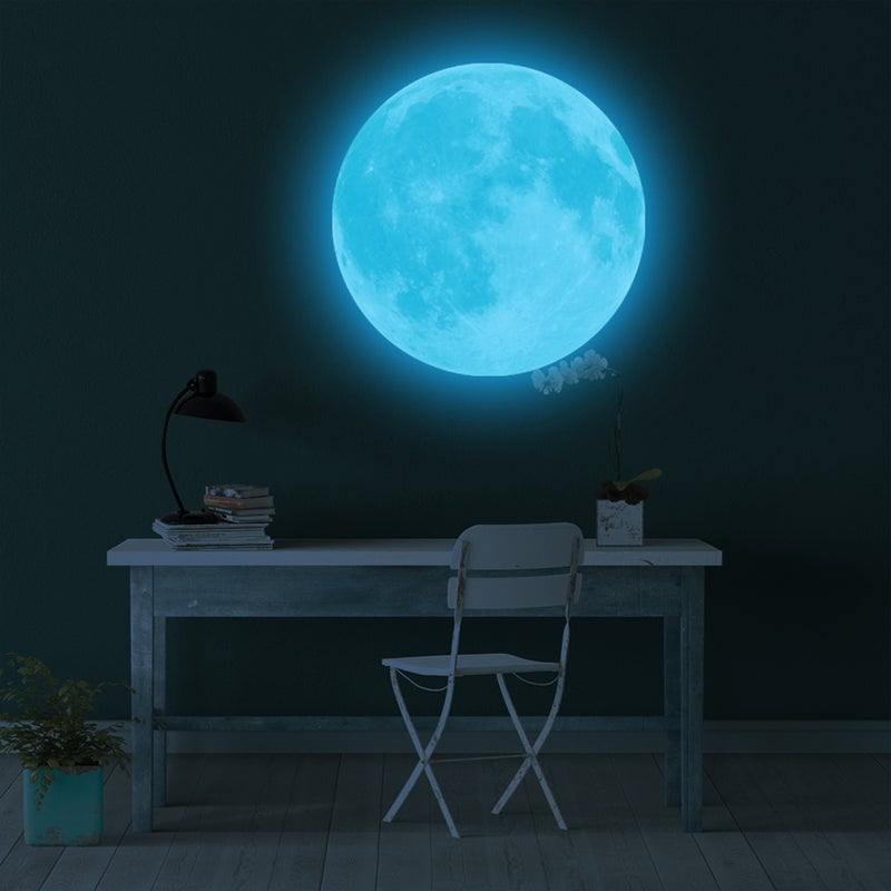 1PC 30cm Shape Wall Sticker Round Glowing Wall Decal Shining Removable Art Sticker for Bedroom Living Room Kids Room (30cm : Cyan - Light) - Image 5