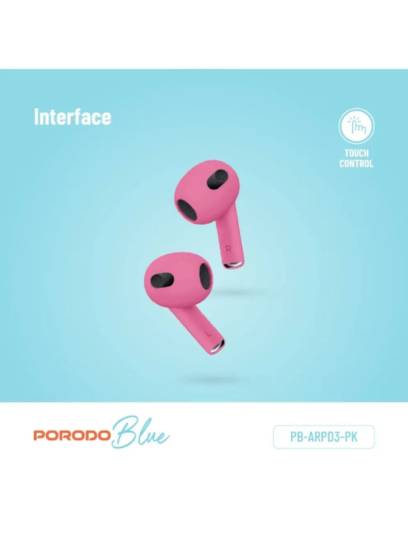 porodo Blue Deep Bass Wireless Earbuds 3 Pink - Image 3