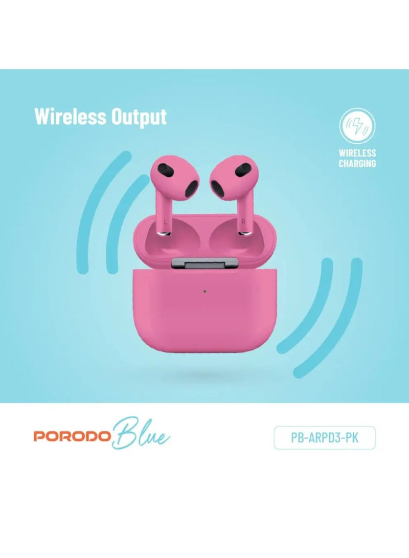 porodo Blue Deep Bass Wireless Earbuds 3 Pink - Image 5