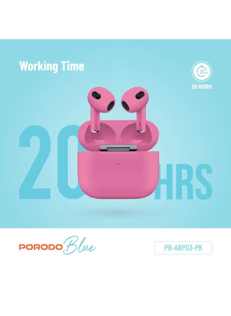 porodo Blue Deep Bass Wireless Earbuds 3 Pink - Image 4