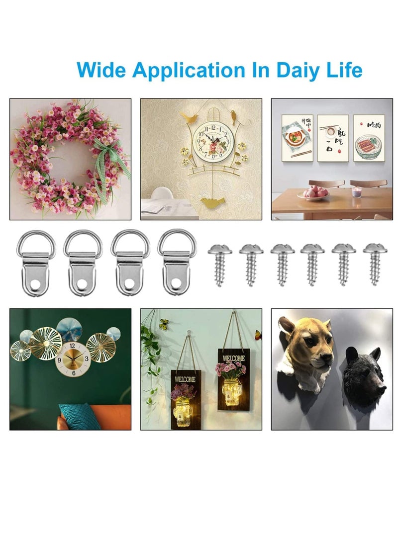 SYOSI - 50 Pack D Ring Picture Frame Hanging Hangers with Screws for Picture Hanging, Home Decoration, Artwork, Picture Frame Hook, Photos, Mirrors, Hanging Clock - Image 1