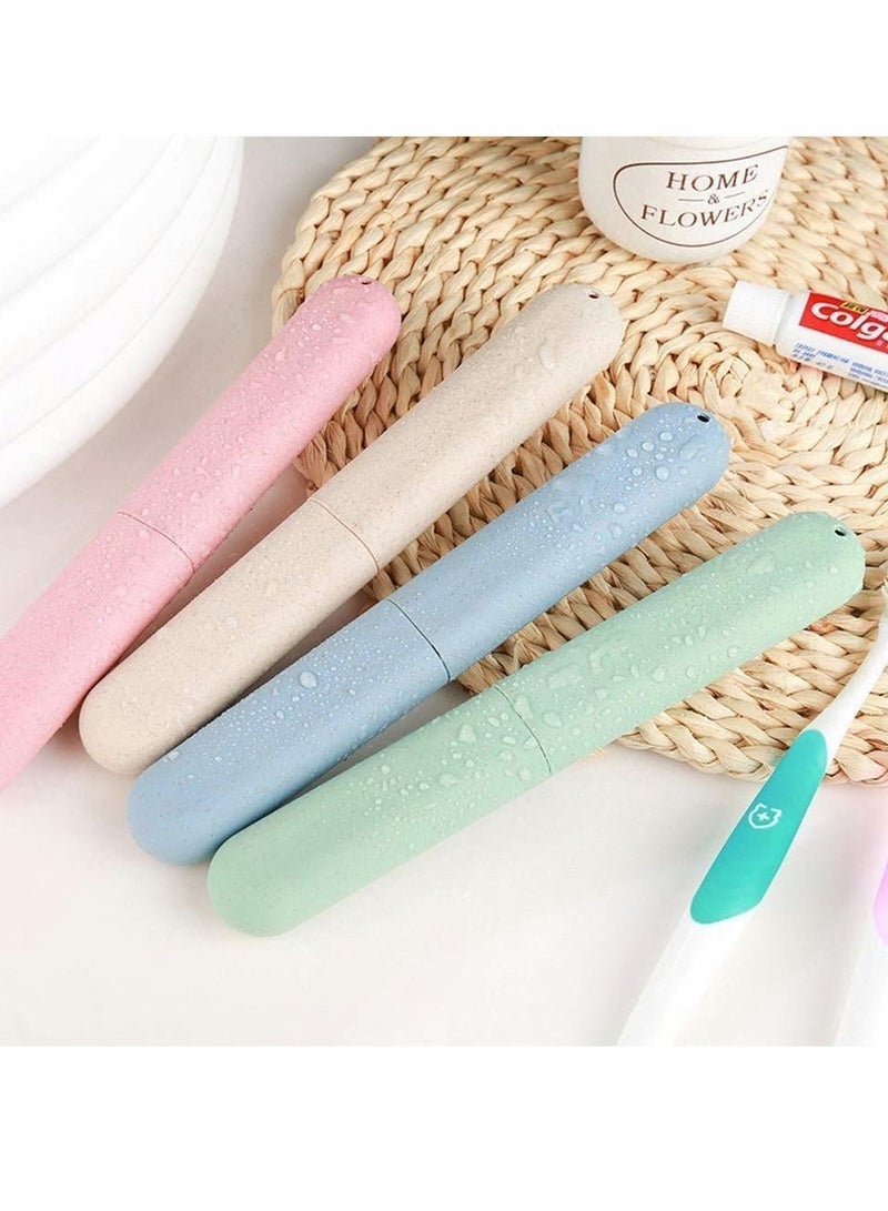 Toothbrush Case Travel Cover Plastic Holder, Premium Wheat Straw Waterproof Box on Holidays Camping School Daily Portable Storage 8 Pcs - Image 2