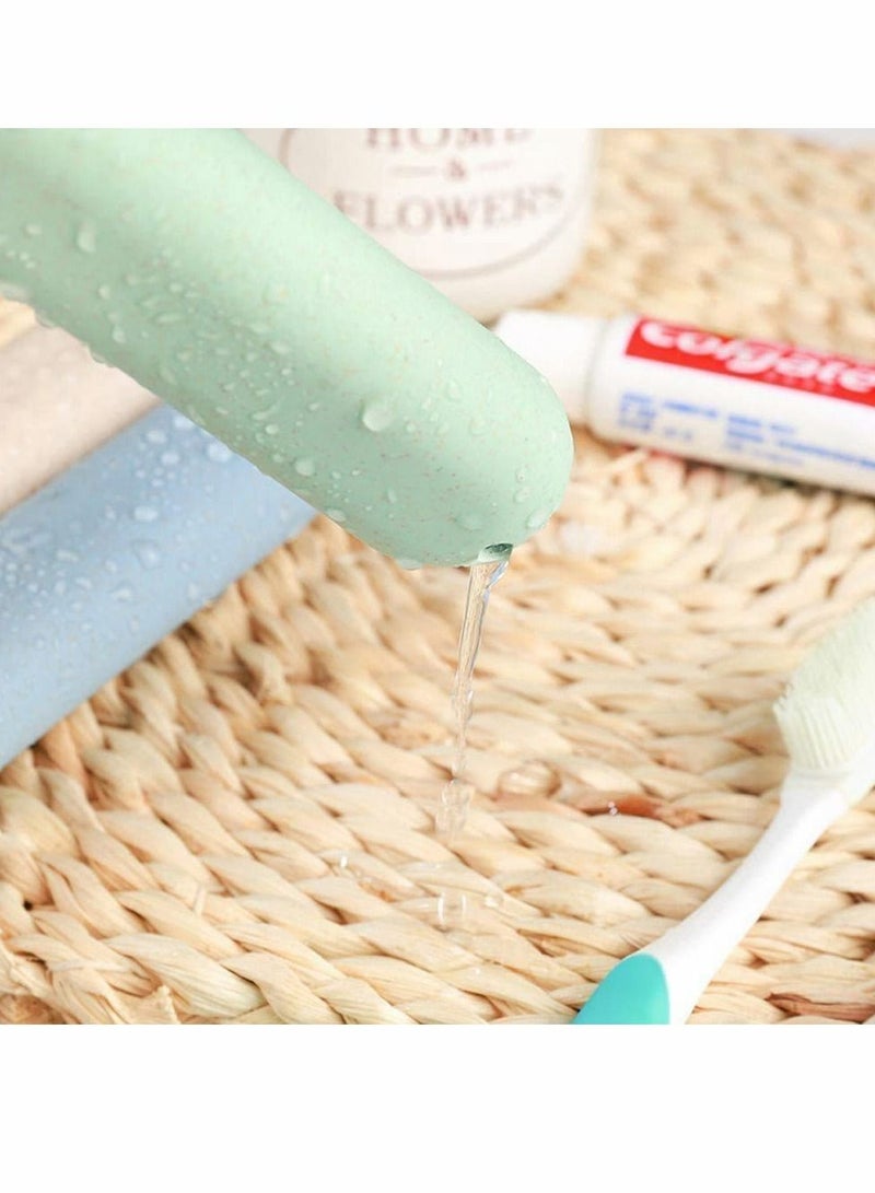 Toothbrush Case Travel Cover Plastic Holder, Premium Wheat Straw Waterproof Box on Holidays Camping School Daily Portable Storage 8 Pcs - Image 5