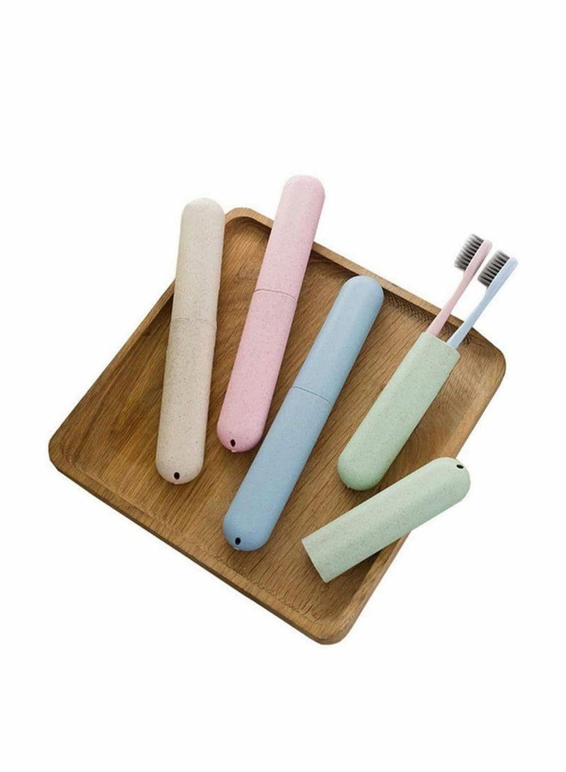 Toothbrush Case Travel Cover Plastic Holder, Premium Wheat Straw Waterproof Box on Holidays Camping School Daily Portable Storage 8 Pcs - Image 4