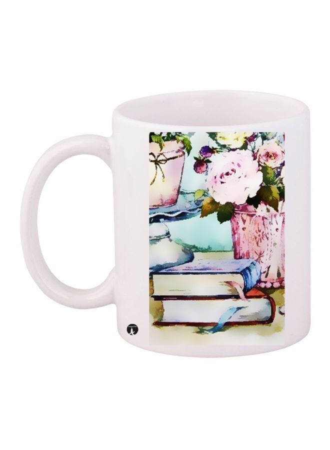 RKN Flowers Printed Coffee Mug White/Green/Pink 11ounce - Image 2