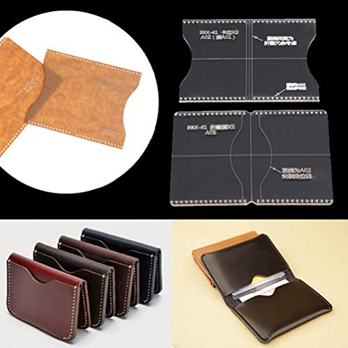 CoscosX DIY Wallet & Keychain Leather Templates - Clear Acrylic Stencils for Leather Craft, Quilting & Sewing - 5 Pack - Image 2