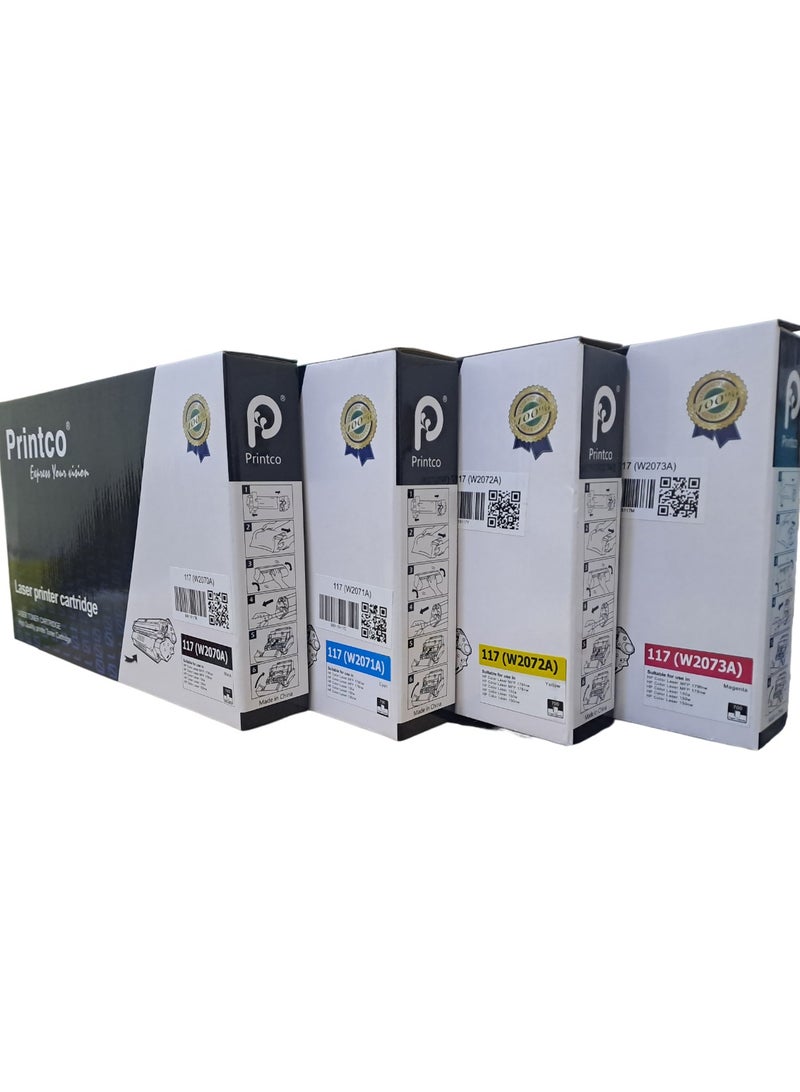 برينتكو خرطوشة حبر متوافقة مع HP 117a w2070a لطابعات HP MFP 179fnw 178nw 150a 150nw مع شريحة جديدة.117 (W2070A) 117 (W2071A) 117 (W2072A) 117 (2073A) - Image 2