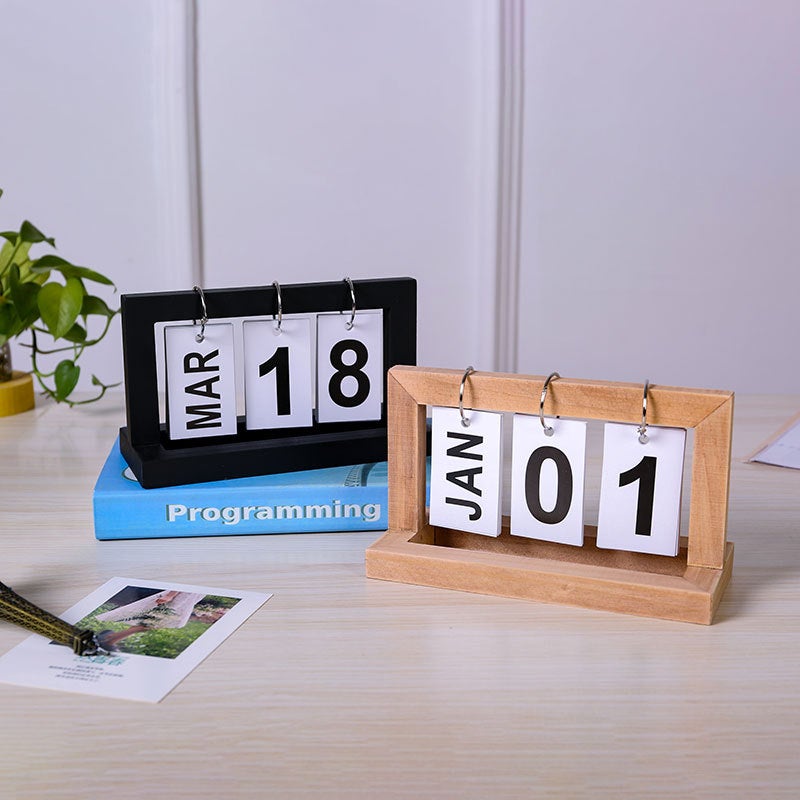 Ins Simple Wooden Calendar Page Flip Home Gift Ornaments Desktop Desk Calendar Perpetual Calendar Po Props Decorations - Image 4
