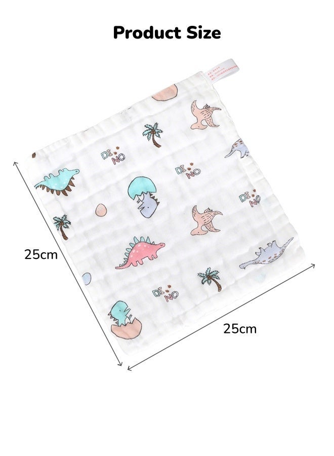 oldlaiben Baby Washcloths,Soft Absorbent Washcloths For Baby,6 Layer Ultra Newborn Face Towel,Newborn Burp Cloth,Washcloths For Newborn Boys And Girls,Baby Essentials, Reusable Baby Muslin Washcloths For Delicate Skin,25*25cm,Dinosaur pattern - Image 2