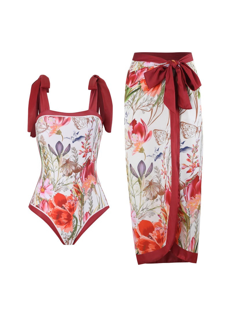 general Women's 2-Piece Swimsuit Chiffon Skirt Style Swimsuit Fashionable Swimsuit Birthday Gift Swimsuit Party Best Gift - Image 1