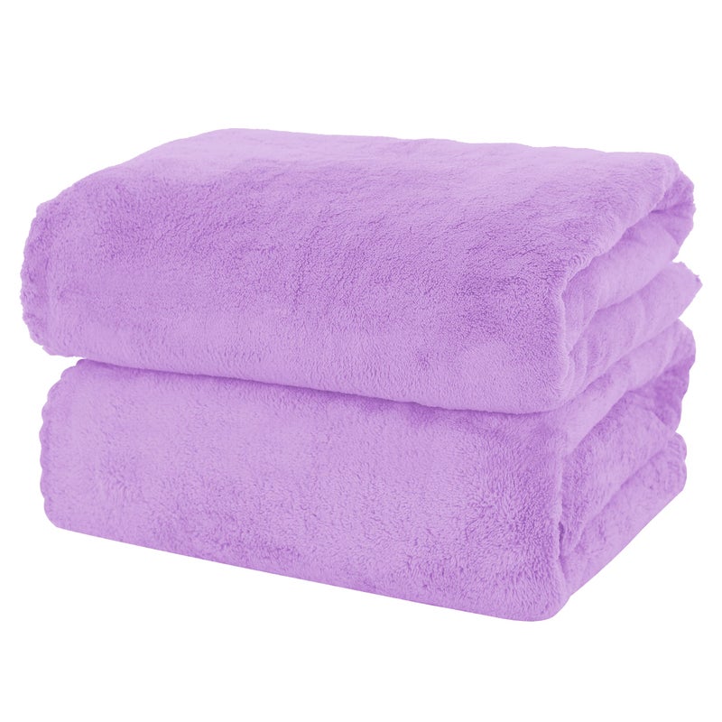 MOONQUEEN 2 Pack Premium Bath Towel Set  Quick Drying  Microfiber Coral Velvet Highly Absorbent Towels  Multipurpose Use as Bath Fitness Bathroom Shower Sports Yoga Towel Purple