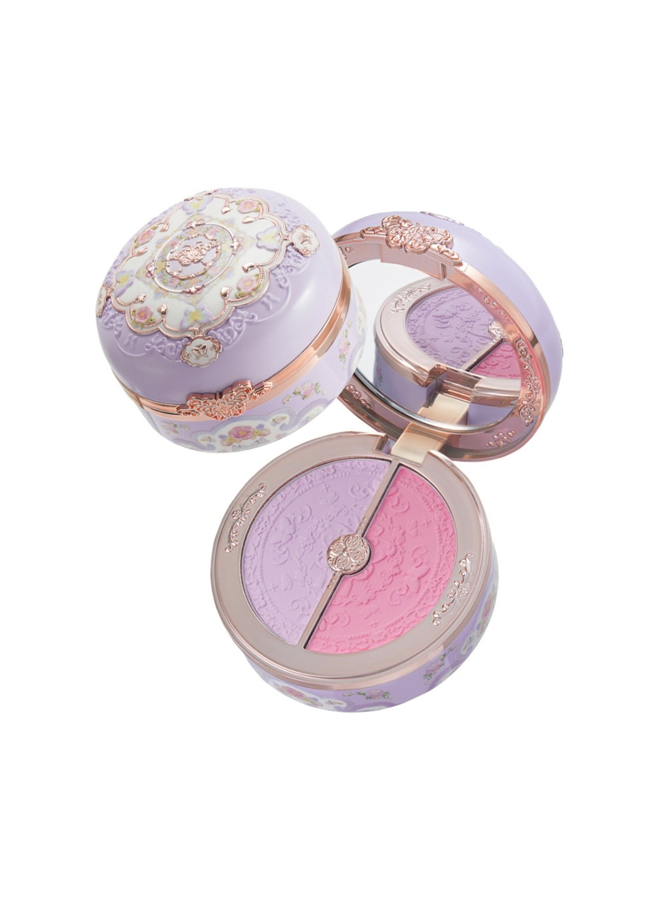 Flower Knows Butterfly Cloud Collar Rouge Box Highlighting & Blush Duo Powder Natural Finish 2-in-1 Highlighter And Blusher-04 Fluttering Romance 