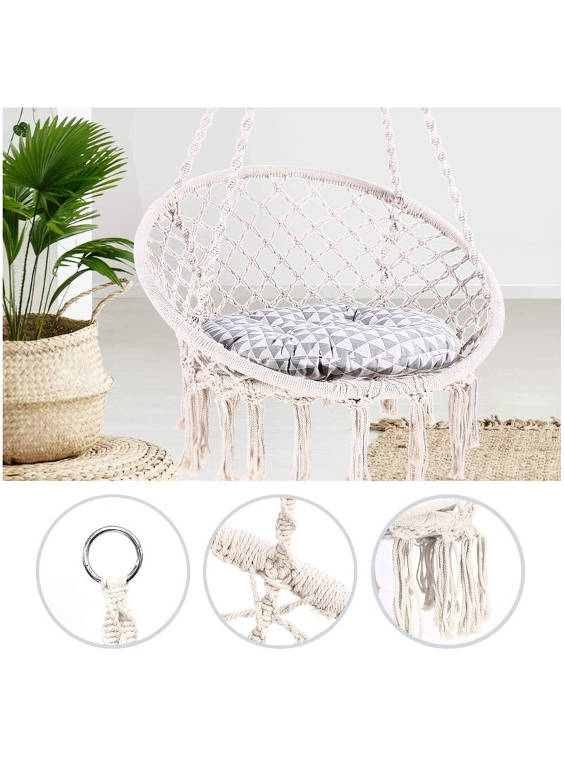 Arabest - Hammock Chair Hanging Macrame Swing with Hardware Kits, Max 260 Lbs, Handmade Knitted Mesh Rope Swing Chair for Indoor, Outdoor, Bedroom, Patio, Yard, Deck, Garden, Beige - Image 1