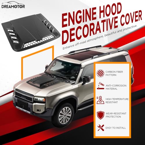 DREAMOTOR Hood Scoops For Cars, Universal Hood Scoop Hood Vents, Automotive Hood Scoops for Trucks Compatible with Dodge Ram 1500 2500 F150 F250 F350 Toyota Tundra GMC Sierra 1500 2500 Jeep Wrangler - Image 5