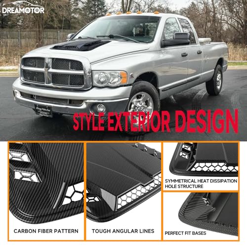 DREAMOTOR Hood Scoops For Cars, Universal Hood Scoop Hood Vents, Automotive Hood Scoops for Trucks Compatible with Dodge Ram 1500 2500 F150 F250 F350 Toyota Tundra GMC Sierra 1500 2500 Jeep Wrangler - Image 3