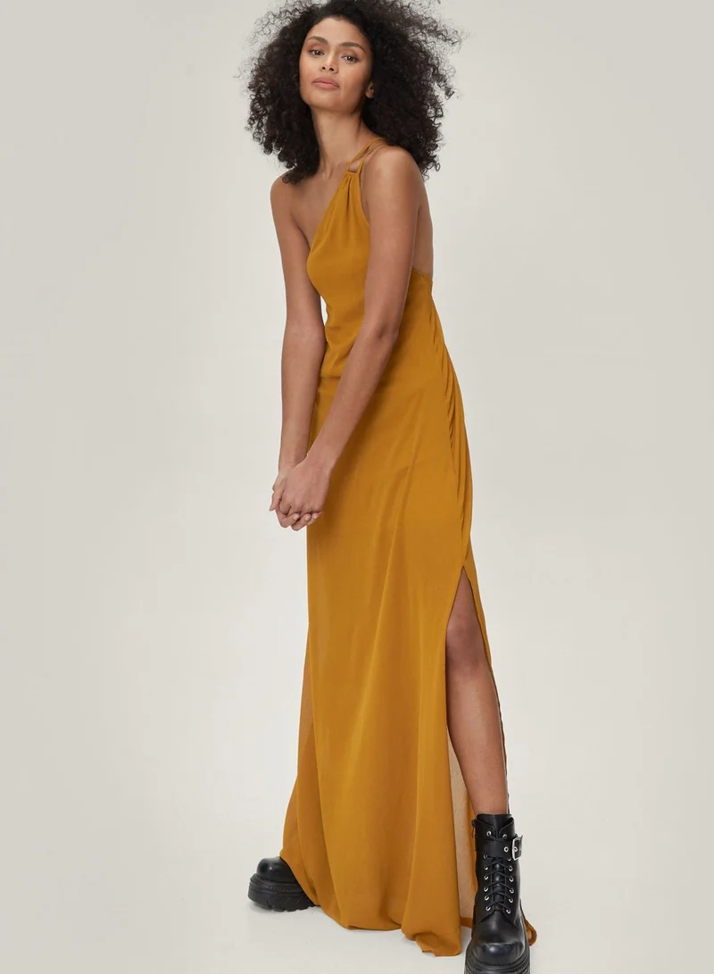 NASTY GAL One-Shoulder Chiffon Dress