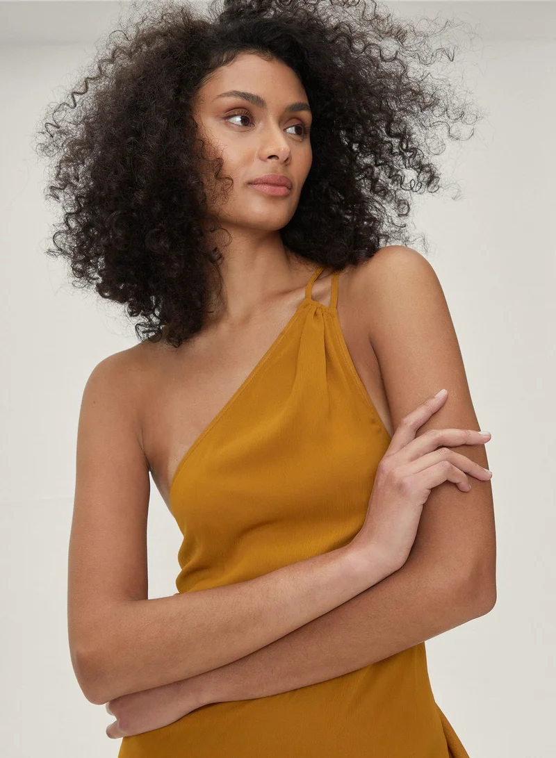 NASTY GAL One-Shoulder Chiffon Dress