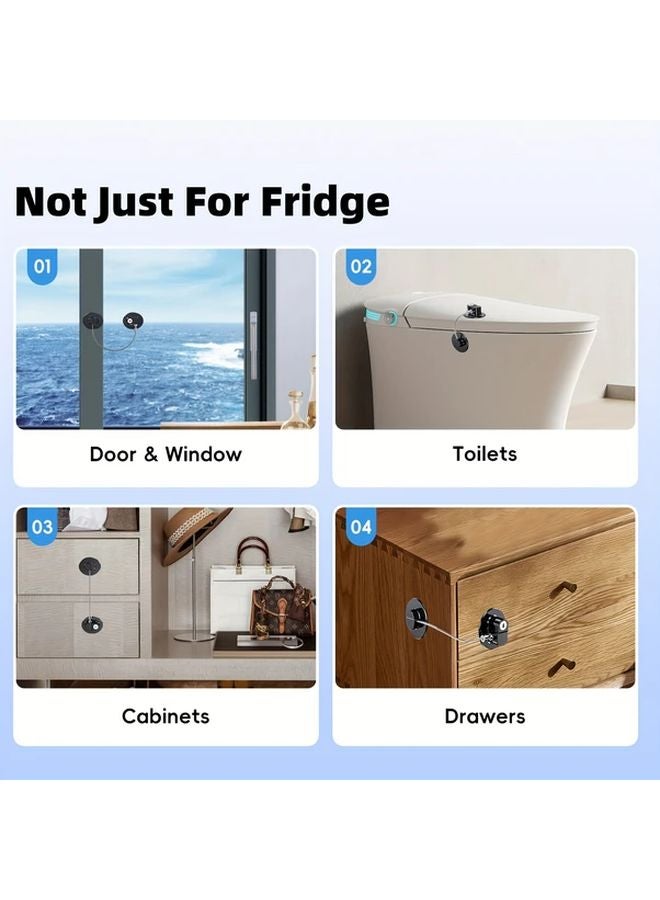 2 White Fridge Locks Set with Keys Self Adhesive Latches for Children Toddlers Adults Double Doors Cabinets - Image 4
